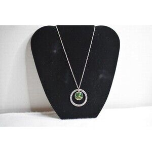 Avenue Vintage 70's Abalone Peace Pendant Silver Tonr Link Chain Necklace